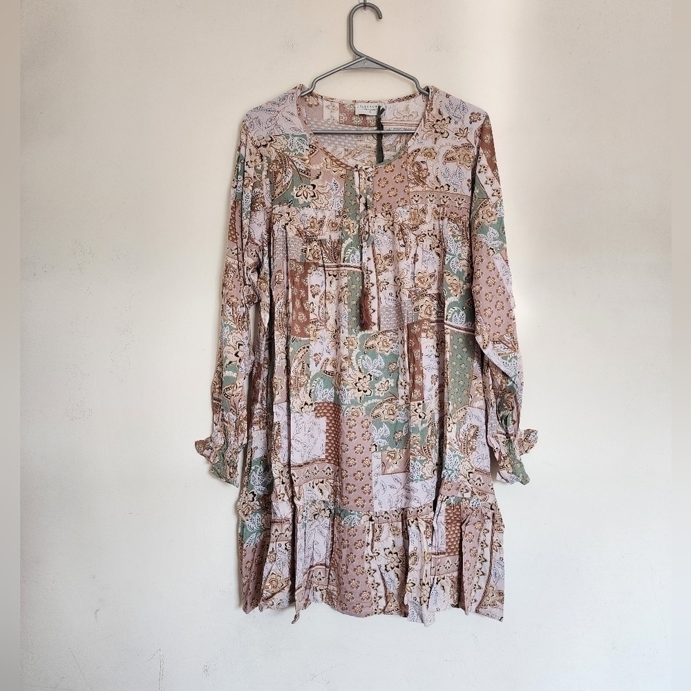 Dress Forum Sage/ Lavender Multi | Patchwork Sewing Boho Dress size Small